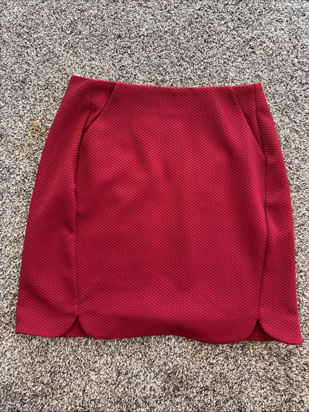 LC Lauren Conrad Crimson Textured Mini Skirt with Scallop Hem